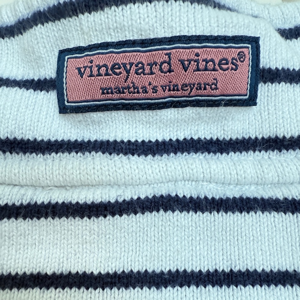 Vineyard Vines Dreamcloth Women’s Striped Quarter-Zip Pullover with Flag Patch. - Picture 7 of 13